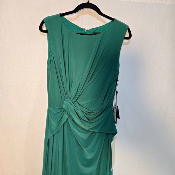 ADRIANNA PAPELL Old Money Stretchy Emerald Sleeveless Shift Dress Size 12 NEW! - Picture 3 of 16